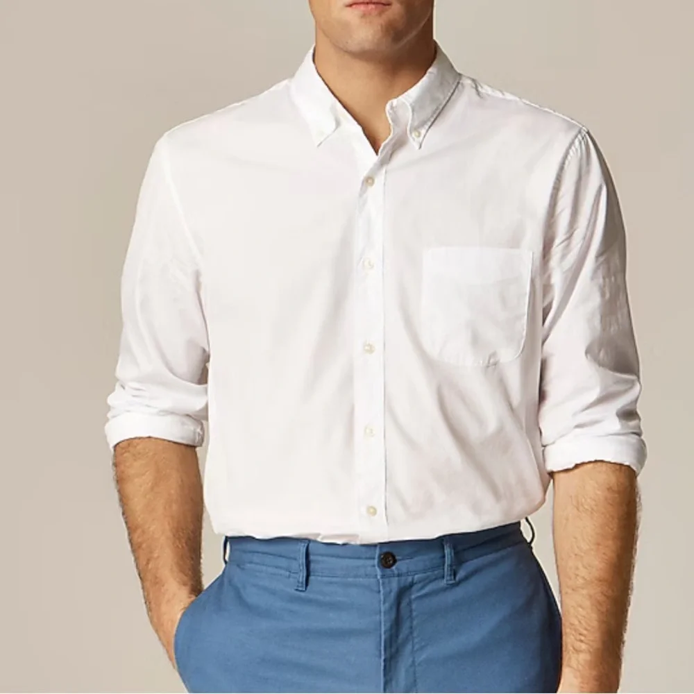 J crew white Tall Secret Wash cotton poplin shirt